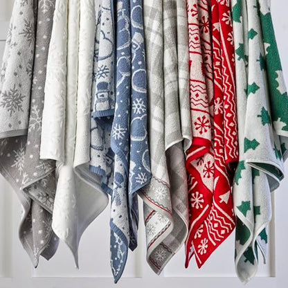 SKL Home Christmas/Winter Subtle Snowflakes Bath Towel, 100% Cotton, White | 550 GSM. Soft & absorbent. Textured jacquard pattern. Great for use in the bathroom, kitchen or bar & gifting. - color: Subtle Snowflakes, style: Bath Towel