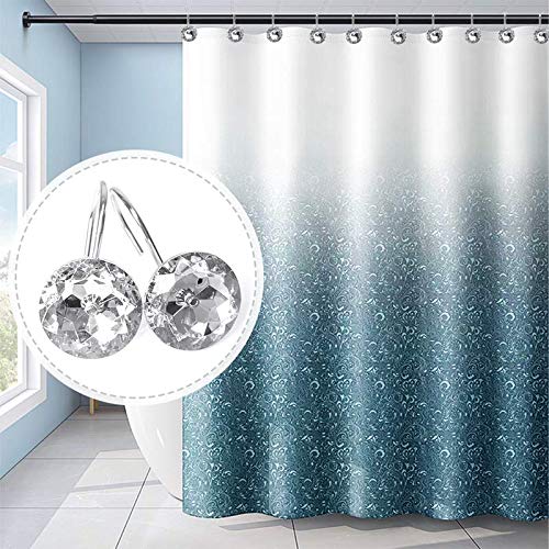 12 Pcs Bling Rhinestones Shower Curtain Hooks Bathroom Rolling Hooks - color: Clear Crystal