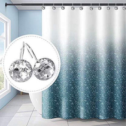12 Pcs Bling Rhinestones Shower Curtain Hooks Bathroom Rolling Hooks - color: Clear Crystal