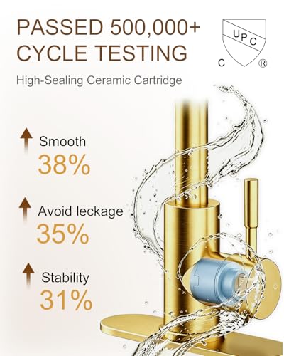 Bathroom Faucets, Bar Sink Faucet Single Hole for Bathroom Kitchen Campers with Pop-Up Drain Hose, Suitable for Farmhouse Vanity Lavatory - color: Brushed Gold, style: Classic