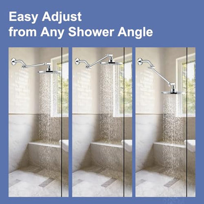 OFFO 11 inch Shower Head Extension Arm, Adjustable Height & Angle Shower Arm Extender with Locking Nut, Universal G1/2 Connector for Fixed and Handheld Showerhead, Chrome - color: Chrome, style: 11 in