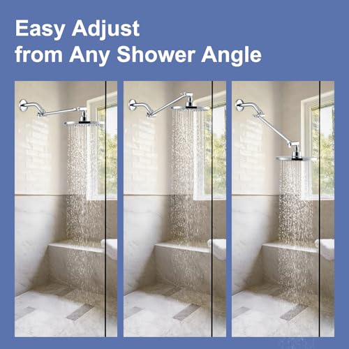 OFFO 11 inch Shower Head Extension Arm, Adjustable Height & Angle Shower Arm Extender with Locking Nut, Universal G1/2 Connector for Fixed and Handheld Showerhead, Chrome - color: Chrome, style: 11 in