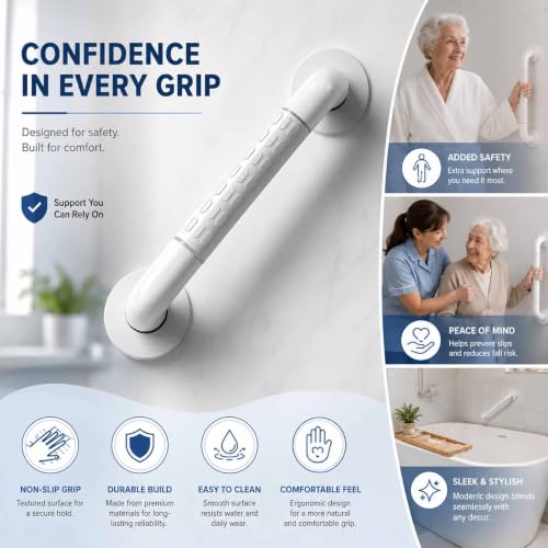 Textured Non Slip Grab Bar, Bathroom Wall Mount Hand Rail with Glow in The Dark Strips, Comfort Grip Assist Handle for Shower Toilet - size: 30cm