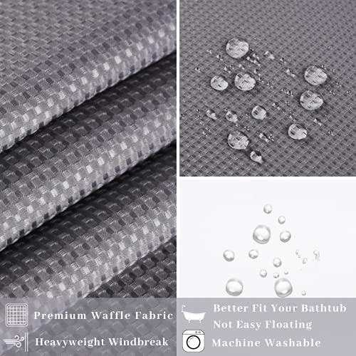 48" W x 74“ L Hook Free Fabric Stall Shower Curtain with Polyester Snap-in Liner with Magnets–Hotel Quality Top See Through Grey - color: Grey, size: 48"W x 74"L (Pack of 1)