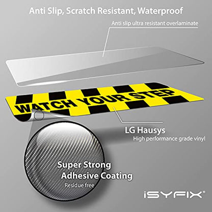iSYFIX Watch Your Step Floor Decals Stickers, 6 Pack, 20x5 Inch | Premium Self-Adhesive Vinyl, Laminated Anti-Slip, Water Resistance, Indoor & Outdoor - size: 20x5 inch