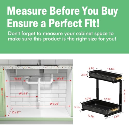 ARSTPEOE Under Sink Organizer - 2 Packs Multi-Purpose Pull-Out Storage Organizers, Slide out Pull out Cabinet Organizer Shelf, Storage for Kitchen Bathroom