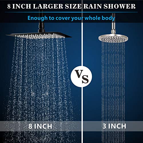 Voolan Rain Shower head, High Pressure Shower Head Made of 304 Stainless Steel, Relaxed Shower Experience Even at Low Water Flow and Pressure (8" Black) - color: Matte Black, size: 8 Inch