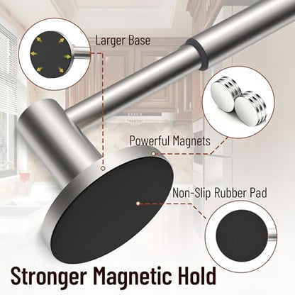 Magnetic Towel Bar, Adjustable Towel Rod, Silver, 1 Pack | Larger Magnetic Base, Non-Slip, Hidden Magnet, 304 Stainless Steel Magnetic Towel Holder for Refrigerator, Dishwasher, Oven - color: Magnetic–silver