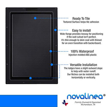Large Single Shelf Recessed Shower Niche, Ready to Tile, 25" x 17" x 3.75" - size: 25" x 17" Single Shelf