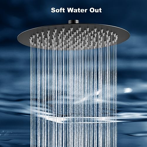 Midanya Round Rain Shower Head,High Pressure,Matte Black 6 Inch | 360°Swivel,Ceiling or Wall Mount,Waterfall Full Body Coverage,Bathroom Remodel,Stainless Steel Large Rainfall Shower Head - color: Black, size: 6 Inch