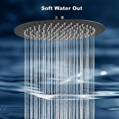 Midanya Round Rain Shower Head,High Pressure,Matte Black 6 Inch | 360°Swivel,Ceiling or Wall Mount,Waterfall Full Body Coverage,Bathroom Remodel,Stainless Steel Large Rainfall Shower Head - color: Black, size: 6 Inch