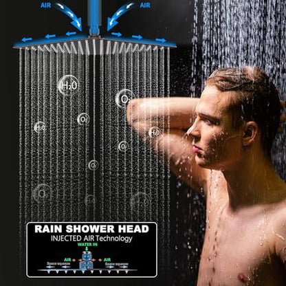 Oil Rubbed Bronze Shower System Temperature Display Shower Set | 12 inch and 8 inch Full Body Shower Head, with 6 PCS Body Jet and Handheld Spray - color: Oil Rubbed Bronze, size: 12+8 inch