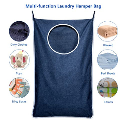 KEEPJOY XL Hanging Laundry Hamper Bag, Large 36"x22" Clothes Hanging Hamper with Strong Hooks for Dirty Clothes Laundry Storage Bag (Blue,1-Pack) - color: Blue