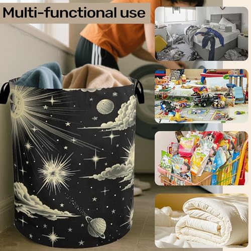 Gothic Sun Cloud Laundry Basket with Handles - Extra Large Foldable Hamper for Bathroom/Laundry/Bedroom/Dorm, Washable Fabric Storage Bin - color: Gothic Sun Cloud