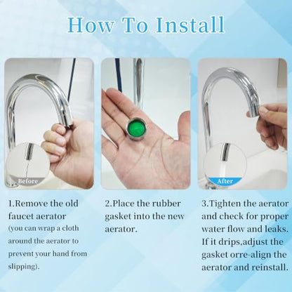 16PCS Faucet Aerator Replacement Kit, 12 Pack Insert Aerators, 2 Pack M24 (15/16") & 2 Pack M22 (55/64") Brass Aerators, Flow Restrictor with M24 Wrench for Kitchen & Bathroom Faucets