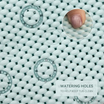 Bathtub Mat Non Slip 36'' X 17'', Soft Foam Bath Mat for Tub, Bathtub Mat with Drain Holes, Suction Cups Shower Mat (Ice Green, 36''X17'')