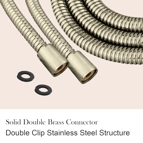 Shower Hose, 79 Inches Extra Long Stainless Steel Handheld Shower Head Hose Replacement with Brass Insert and Nut, Flexible Hose Extension for Hand Held Shower Head - color: Brushed Nickel