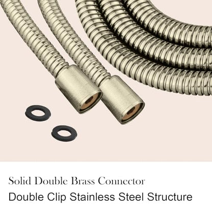 Shower Hose, 79 Inches Extra Long Stainless Steel Handheld Shower Head Hose Replacement with Brass Insert and Nut, Flexible Hose Extension for Hand Held Shower Head - color: Brushed Nickel