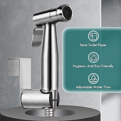 Handheld Bidet Sprayer for Toilet,Premium SUS304 Stainless Steel Bathroom Bidet Sprayer Attachment Set with Anti-Leak Hose&High Pressure, Ideal for Feminine Wash, Cloth Diaper Cleaning&Muslim Shower - color: Stainless Steel