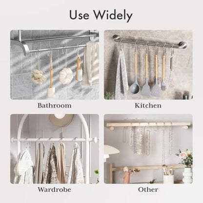 AmazerBath Shower Curtain Hooks Chrome Metal Shower Curtain Rings Rust Proof, Double Sided Shower Curtain Hooks for Shower Curtain Liner Smooth Shower Hooks Rings for Bathroom, Shower Rod Hook 12Pcs - color: Chrome, style: Modern