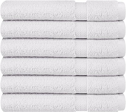 Towel and Linen Mart 100% Cotton White 6 Pack Medium Bath Towel Set, Quick Dry, Super Absorbent, Light Weight, Soft Feel, Premium Towels for Hotel, Spa and Bathroom (24 X 48 6 Pack White) - color: White