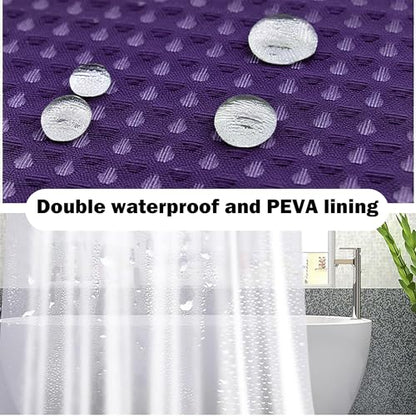 25 PCS Purple Bathroom Accessories Set丨Shower Curtain Bathroom Accessory | All-in-One Kit with Shower Curtain,rug,Trash Can,Toothbrush Holder,Toilet BrushSoap Dispenser,Toothbrush Cup,etc for Home - color: Purple