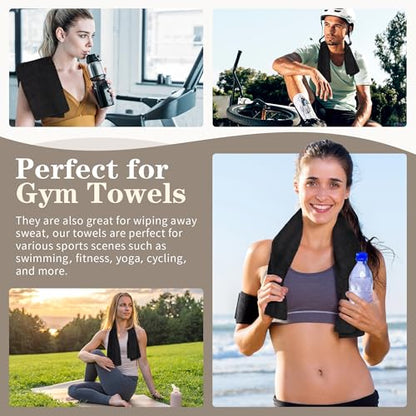 FIXSMITH Salon Towels 12 Pack, Black Hand Towels for Bathroom, Quick Dry Gym Towels, Spa Face Towel, Absorbent Microfiber Towels for Salon, Barber, Gym, Bath, Pedicure and Home Hair Care,16 x 27 in - color: Black