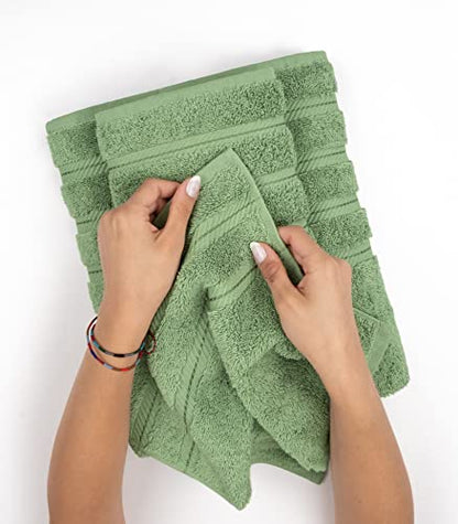 American Soft Linen 100% Cotton Luxury Turkish Towels, 6 Piece Towel Set | Soft Absorbent Quick Dry OEKO Tex Standard 100 Certificated Durable Machine Washable Premium Hotel Quality - color: Sage Green