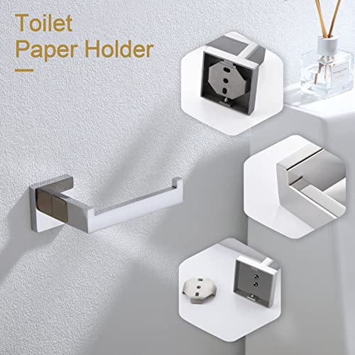 KOKOSIRI Toilet Paper Holder Chrome Toilet Roll Holder for Bathroom Kitchen Washroom T-304 Stainless Steel Wall Mounted, Polished Finish, B2003CH - color: Polished Chrome, size: Without Shelf(1 Pack)