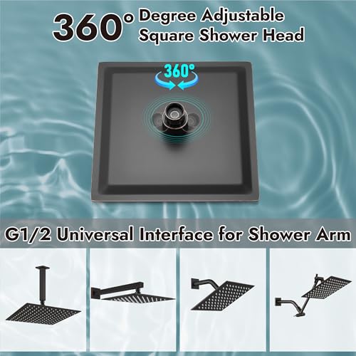 Midanya Square Rain Shower Head,High Pressure,Oil Rubbed Bronze 8 Inch | 360°Swivel,Ceiling or Wall Mount,Waterfall Full Body Coverage,Bathroom Remodel,Stainless Steel Large Rainfall Shower Head - color: Bronze, size: 8 Inch