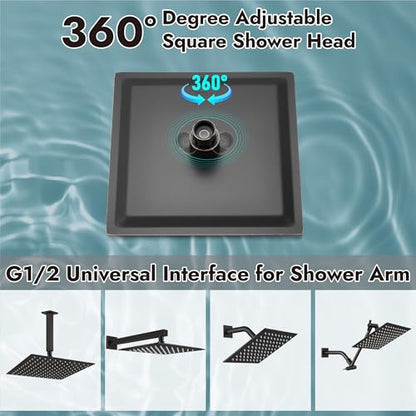 Midanya Square Rain Shower Head,High Pressure,Oil Rubbed Bronze 8 Inch | 360°Swivel,Ceiling or Wall Mount,Waterfall Full Body Coverage,Bathroom Remodel,Stainless Steel Large Rainfall Shower Head - color: Bronze, size: 8 Inch