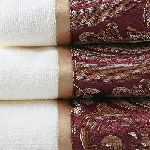 Madison Park Aubrey Cotton Bath Towel Set Jacquard, 6 Piece, Burgundy | Quick Dry, Plush Feel, Hotel Quality for Bathroom, Paisley Pattern, Absorbent, OEKO-TEX Certified - color: Burgundy