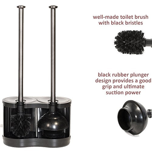 ToiletTree Products Modern Deluxe Freestanding Toilet Brush and Plunger Combo (Stainless Steel, Brush and Plunger Combo Set 4.5” x 9.75” x 18.5")