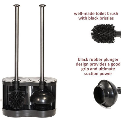 ToiletTree Products Modern Deluxe Freestanding Toilet Brush and Plunger Combo (Stainless Steel, Brush and Plunger Combo Set 4.5” x 9.75” x 18.5")
