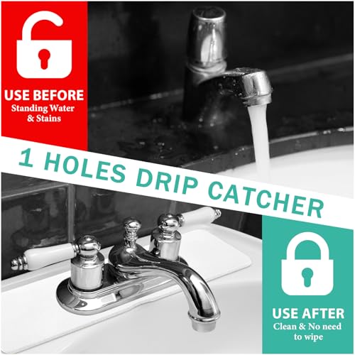 Tioncy 2 Pcs Faucet Mat Sink Splash Guard Oval-hole Oval Splash Pad for Kitchen Sink Oval Base Diatomite Faucet Mat for Bathroom Absorbent Mat Splatter Screens (White) - color: White