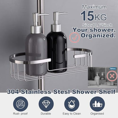 All Metal Shower System with Shower Shelf, SonTiy 9" Rain & Handheld Shower Combo, Adjustable Holder, Brass Diverter 2.5GPM Complete Bathroom Shower Set, Brushed Nickel - color: Brushed Nickel, style: 2.5 Gallons Per Minute-Square