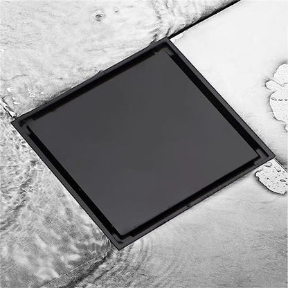 ELLO&ALLO 6 Inch Square Shower Drain Black Floor Drain with Flange Reversible 2-in-1 Cover Tile Insert Grate Removable SUS304 Stainless Steel Oil Rubbed Bronze - color: Oil Rubbed Bronze, size: 6 Inch Tile insert Cover