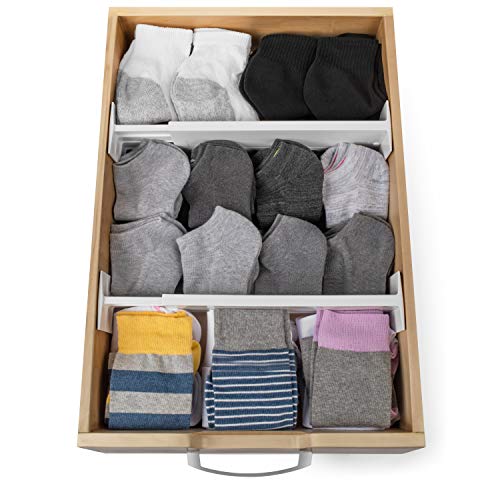 Dial Industries Adjustable Dresser Drawer Clothes Organizer Dividers, Set of 2, 4.5" Deep | Slides apart to fit drawers of any length, Separates socks, underwear and small items, Great for bedroom or bathroom drawers - size: 4.5 in Deep, (Set of 2)