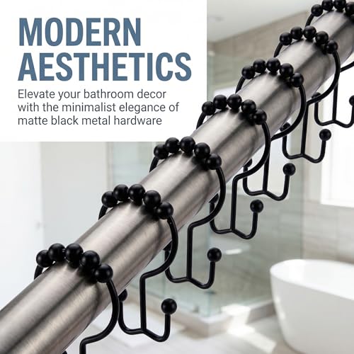 Shower Curtain Hooks Rings, Rust Resistant Metal Hangers Double Glide Shower Hooks Rings for Bathroom Shower Rods Curtains, 12 PCS, Black - color: Black, size: 12 PCS