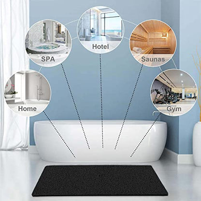 godehone Shower Mats Non Slip Without Suction Cups, PVC Loofah Bathroom Mats, Loofah Mats for Shower and Bathroom, Quick Drying, 23.6× 47.2 Inch, Black - color: Black, size: 47.2" x 23.6" (Rectangular)