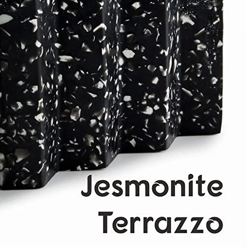 Tapeera Zig Zag Terrazzo Stone Soap Dish for Bathroom Sink - Concrete Soap Saver for Bar Soap Holder for Shower - Sponge Holder - Self Draining Soap Dish Holder - Kitchen Soap Tray (Black) - color: Black