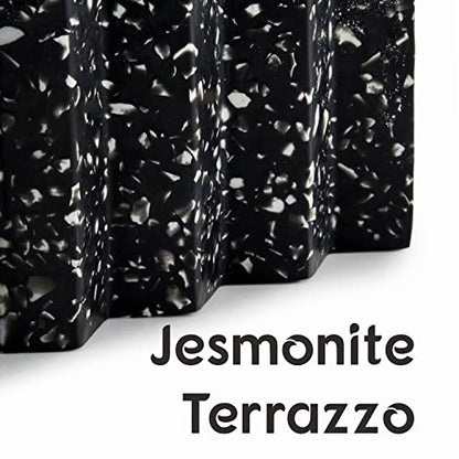 Tapeera Zig Zag Terrazzo Stone Soap Dish for Bathroom Sink - Concrete Soap Saver for Bar Soap Holder for Shower - Sponge Holder - Self Draining Soap Dish Holder - Kitchen Soap Tray (Black) - color: Black