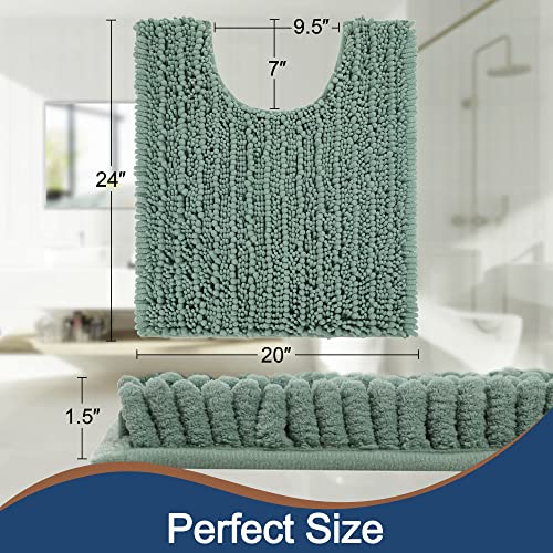 FLOLEOPA Bath Mat, Toilet Rugs U-Shaped, 24 X 20 Inches, Extra Soft Plush Bath Bathroom Rug, Super Absorbent, Non-Slip, Dry Quickly, Machine-Washable, Sage Green - color: Sage Green, size: 20x24 inches