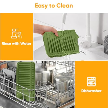 24'' Longer Faucet Mat for Kitchen Sink Splash Guard[7° Slope Fast Self-draining][Snap Lock Fit]Kitchen Sink Faucet Mat Splash Guard Kitchen Sink Area Water Splash Guard Behind Faucet Draining Mat - color: Green, size: 24" x 5.5"