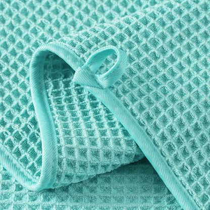 Microfiber Waffle Hand Towels, 4 Pieces, Soft, Absorbent, Fast Drying, Lint Free 430 GSM (16''x26''/40.64cm x 66.04cm) - color: Turquoise