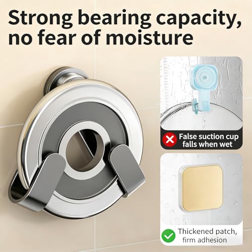 2PCS Suction Cup Pot Lid Holder, No Drill Wall Mount Pot Lid Organizer Rack with Adjustable Hooks, Heavy Duty Adhesive Pot Lid Hanger for Kitchen, Bathroom, Cabinet, Tile, Glass, Waterproof & Reusable
