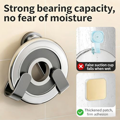 2PCS Suction Cup Pot Lid Holder, No Drill Wall Mount Pot Lid Organizer Rack with Adjustable Hooks, Heavy Duty Adhesive Pot Lid Hanger for Kitchen, Bathroom, Cabinet, Tile, Glass, Waterproof & Reusable