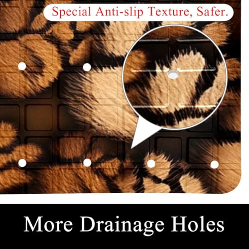Non Slip Bathtub Mat Brown Dog Paw Prints Bathroom Shower Tub Mats with Suction Cups and Drain Holes for Kids and Adults 15.7x27.9 in