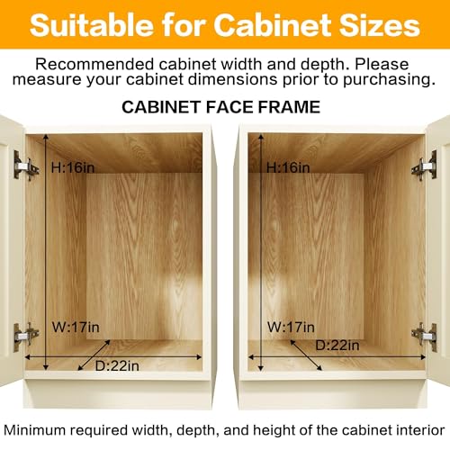 2-Tier Kitchen Cabinet Pull Out Shelf and Drawer Organizer Slide Out Pantry Storaqe Basket in Multiple Sizes (16" W x 21" D) - size: 16" W x 21" D