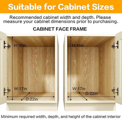 2-Tier Kitchen Cabinet Pull Out Shelf and Drawer Organizer Slide Out Pantry Storaqe Basket in Multiple Sizes (16" W x 21" D) - size: 16" W x 21" D